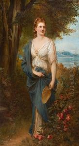 Bildnis Einer Jungen Frau Mit Antikisierendem Gewand Und Facher by Norbert Schroedl