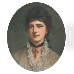 A Belle Epoque Lady Wearing A Bejewelled Cross