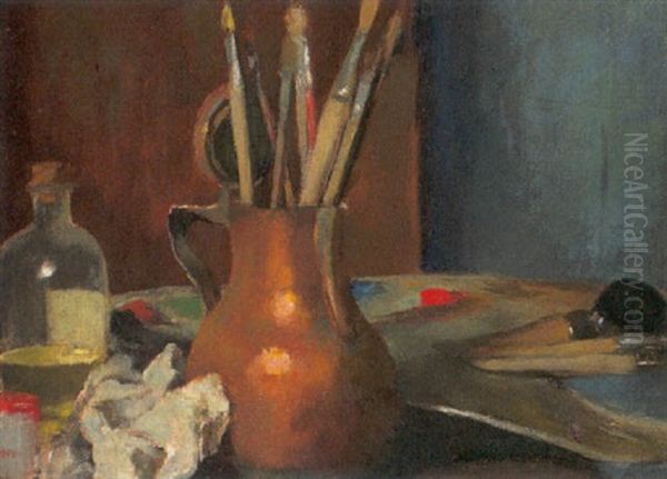 Stilleben Mit Pinseln Und Palette - view 1