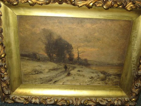 Landscape With Figure Walking On Path At Sunset - view 1