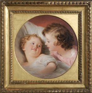 Doppelbildnis Der Kinder Des Kunstlers by Franz Schrotzberg
