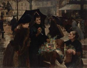 Parisien Flower Vendor by Louis Marie de Schryver