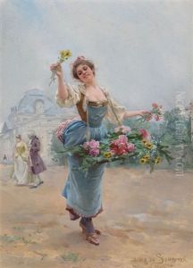 La Marchande Des Fleurs by Louis Marie de Schryver