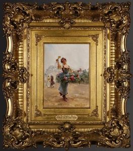 La Marchande De Fleurs by Louis Marie de Schryver