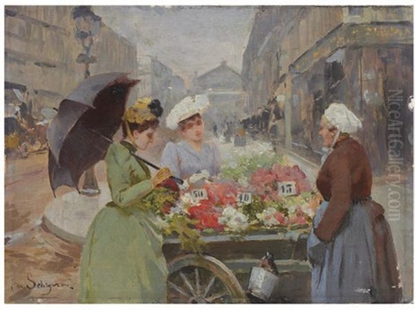 The Flower Market At The Madeleine - view 1