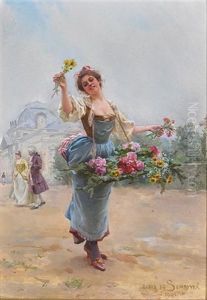 The Flower Seller by Louis Marie de Schryver