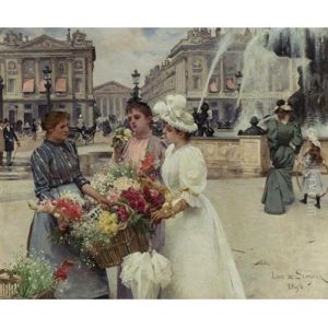 A Flower Seller At The Place De La Concorde by Louis Marie de Schryver