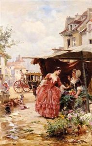 Une Marchande De Fruits Et De Fleurs by Louis Marie de Schryver