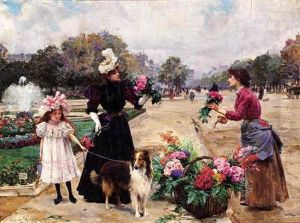 The Flower Seller, Champs Elysees, Rampart Gardens by Louis Marie de Schryver