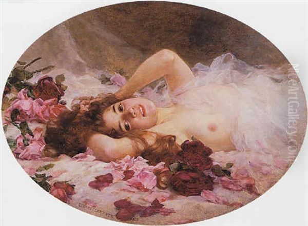Beauty Amid Rose Petals by Louis Marie de Schryver