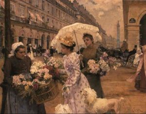 On The Rue De Rivoli by Louis Marie de Schryver