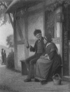 Vergangene Zeiten - Ein Altes Paar Einem Jungen Liebespaar Nachblickend by Emil Gottlieb Schuback