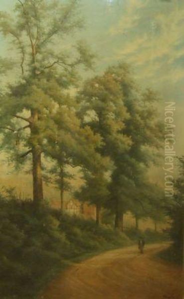 Figure In A Woodland Path - view 1