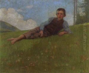 Liegender Junge Auf Der Alp by Hugo Schubert
