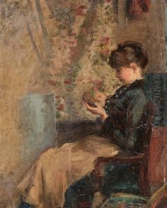 Kvinna Som Skriver, Portratt Av Froken I. Holck by Carl Georg Bernhard Schuberth