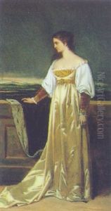 Portrait Einer Dame An Einen Hermelinmantel Gelehnt by Viktor Ritter von Schubert-Soldern