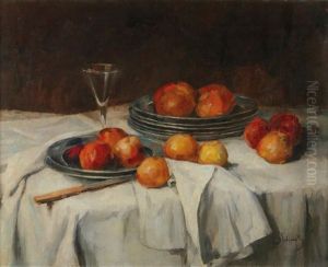 Still Life With Apple And Wine Glass by Carl Schuch