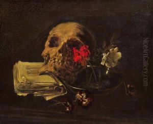 Stillleben Mit Totenschadel by Carl Schuch