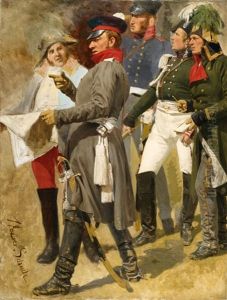 An Oil Study For The Painting Volkerschlacht Bei Leipzig by Werner Wilhelm Gustav Schuch