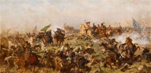 Die Schlacht Bei Warschau. In Der Mitte Der Grose Kurfurst An Der Spitze Seines Regiments