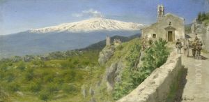 Blick Von Taormina Auf Den Aetna by Werner Wilhelm Gustav Schuch