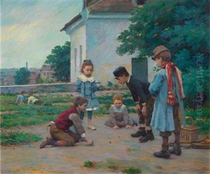 Partie De Billes, Enfants Jouant