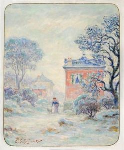 Paysage D'hiver, Femme Et Son Chien Paysage D'hiver, Femme Et Son Chien