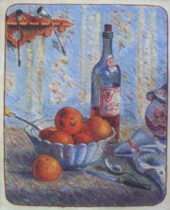 Nature Morte A La Bouteille Et A La Coupe De Fruits by Claude Emile Schuffenecker
