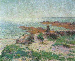 Enfant Revant Devant La Mer, Au Coucher De Soleil by Claude Emile Schuffenecker