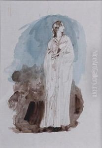 Watercolour Sketch Of A Classical Female Figure by William Boxall