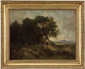 Wanderer In Bewaldeter Landschaft by Dominik Schufried