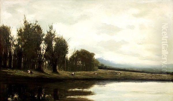 Mountain Landscape With Cows Grazing - view 1