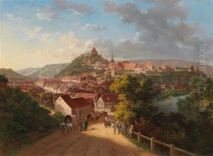 View Over The Old Town Of Sighisoara With The Tarnava Mare, In The Background The Schulberg