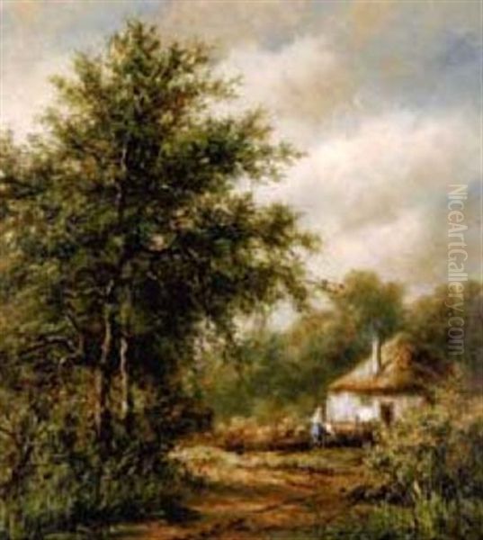 A Woman By A Cottage - view 1