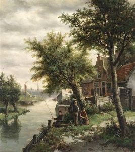 Anglers Along The Gooische Vaart, Hilversum by Lion Schulman