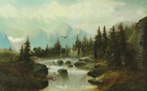 Alplandskap Med Fors by Arnold Schulten