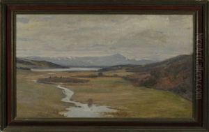 Weite Voralpenlandschaft Mit Flusslauf Im Herbst by Karl Schultheiss