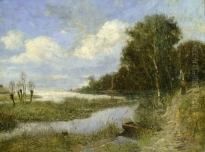 Bayerische Seenlandschaft (partie Am Chiemsee?) by Karl Schultheiss