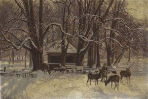 Der Hirschgarten Im Winter by Karl Schultheiss