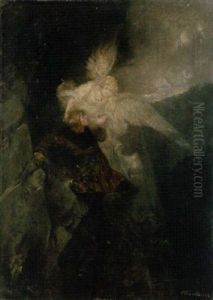 Kaiser Max In Der Martinswand, Beschutzt Von Einem Engel by Karl Schultheiss