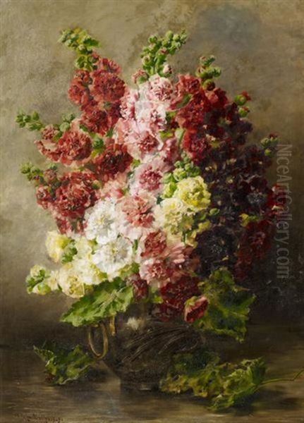 Stillleben Mit Stockrosen In Einer Vase - view 1
