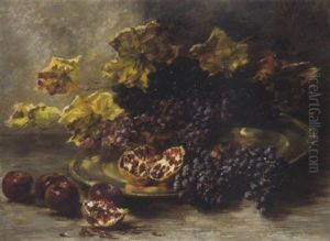 Stilleben Mit Weintrauben Und Granatapfeln by Nathalie Schultheiss