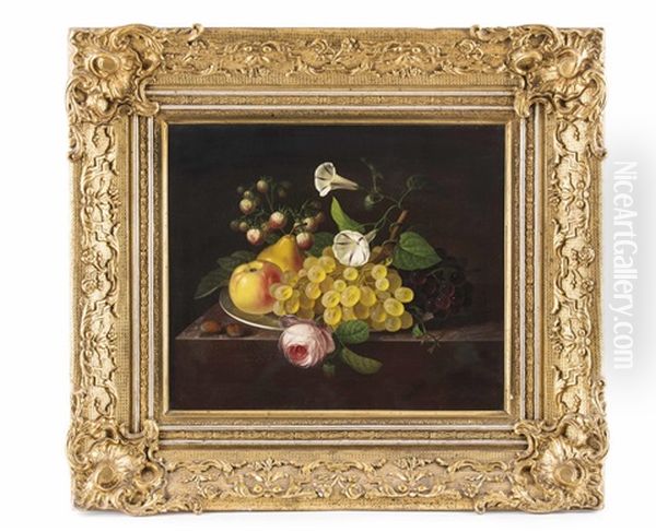 Stillleben Mit Rose, Obst Und Erdbeeren - view 1