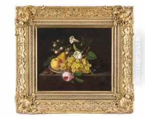 Stillleben Mit Rose, Obst Und Erdbeeren Stillleben Mit Rose, Obst Und Erdbeeren