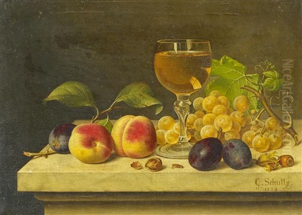 Stillleben Mit Obst Und Einem Glas Wein - view 1