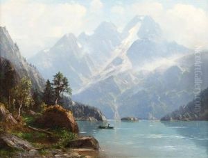 Alpine Landscape With A Lake by Karl Schultze