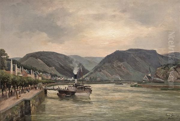 Pleasure Boat At The Middle Rhine - view 1