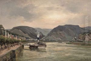Pleasure Boat At The Middle Rhine by Karl Schultze