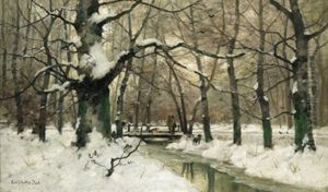 Winterliche Parklandschaft Mit Jagern Und Hunden Winterliche Parklandschaft Mit Jagern Und Hunden