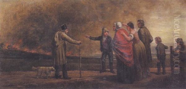 Distant Fire With Onlookers - view 1